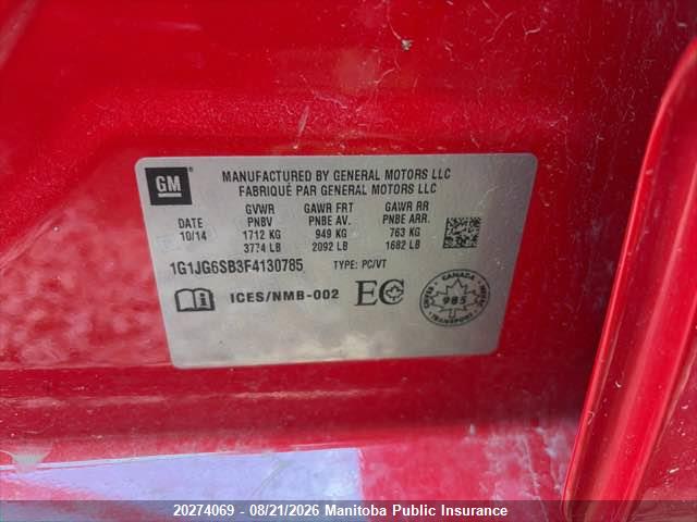 1G1JG6SB3F4130785 Chevrolet Sonic Rs