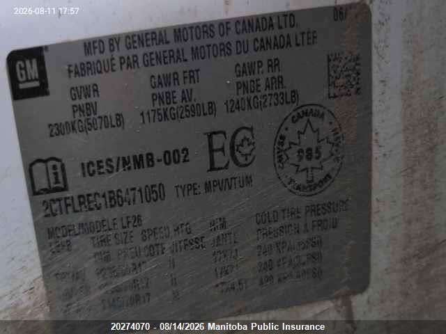 Продаж на аукціоні авто 2011 Gmc Terrain Sle, vin: 2CTFLREC1B6471050, номер лоту: 20274070