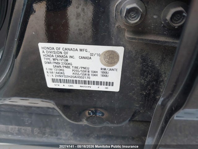 Продаж на аукціоні авто 2010 Acura Mdx, vin: 2HNYD2H20AH002170, номер лоту: 20274141