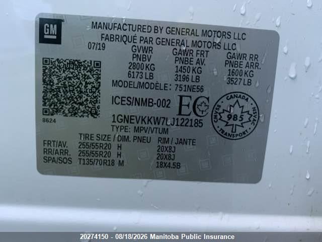 Chevrolet Traverse Premier 2020 1GNEVKKW7LJ122185 Image 9