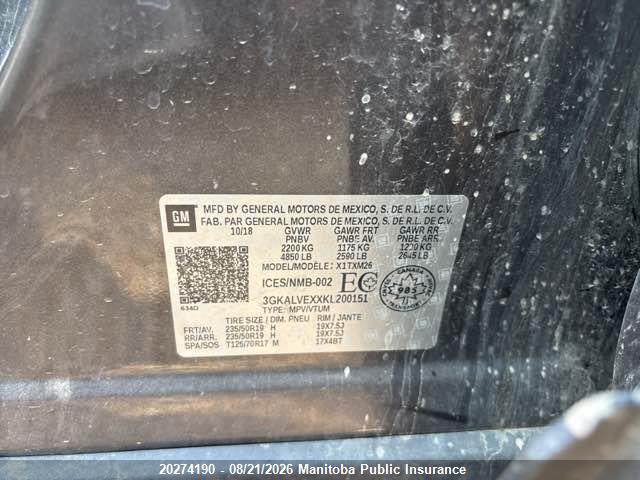 3GKALVEXXKL200151 GMC Terrain Slt 2.0t