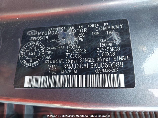 Hyundai Tucson Preferred 2019 KM8J3CAL6KU060989 Image 8