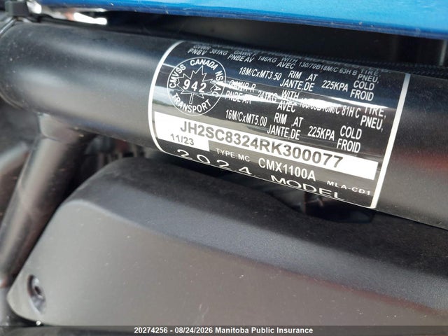 JH2SC8324RK300077 Honda Cmx1100a Rebel