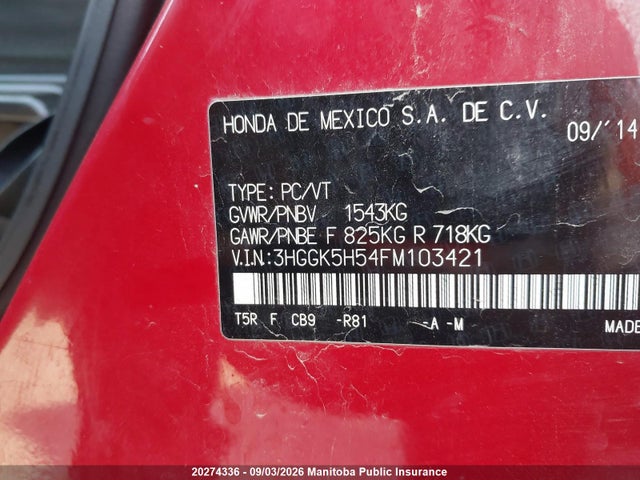 Honda FIT LX 2015 3HGGK5H54FM103421 Image 8