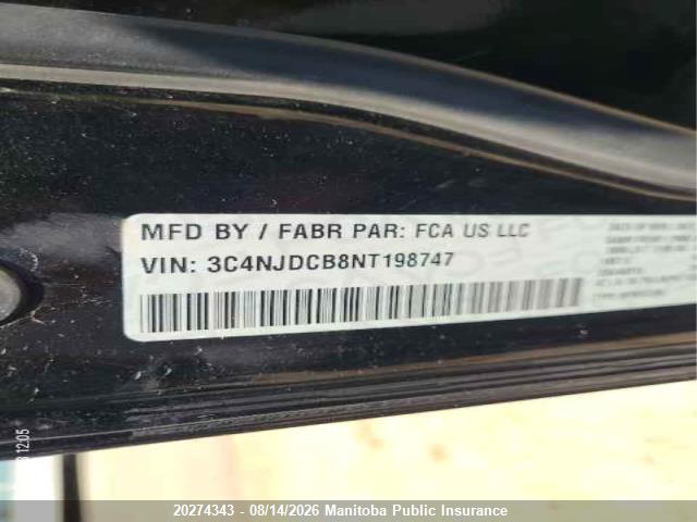 Продажа на аукционе авто 2022 Jeep Compass Limited, vin: 3C4NJDCB8NT198747, номер лота: 20274343