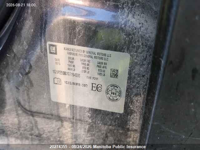1G1PE5SB7G7194595 Chevrolet Cruze Lt Turbo