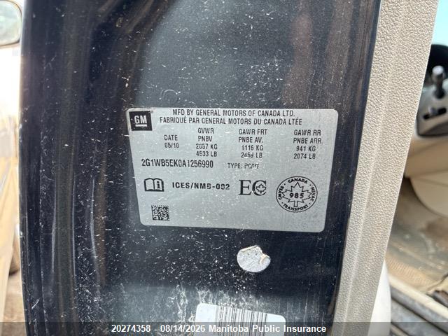 2010 Chevrolet Impala (inspected) მანქანა იყიდება აუქციონზე, vin: 2G1WB5EK0A1256990, აუქციონის ნომერი: 20274358