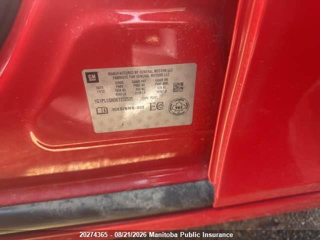 Chevrolet CRUZE LS 2014 1G1PL5SH3E7232525 Image 9