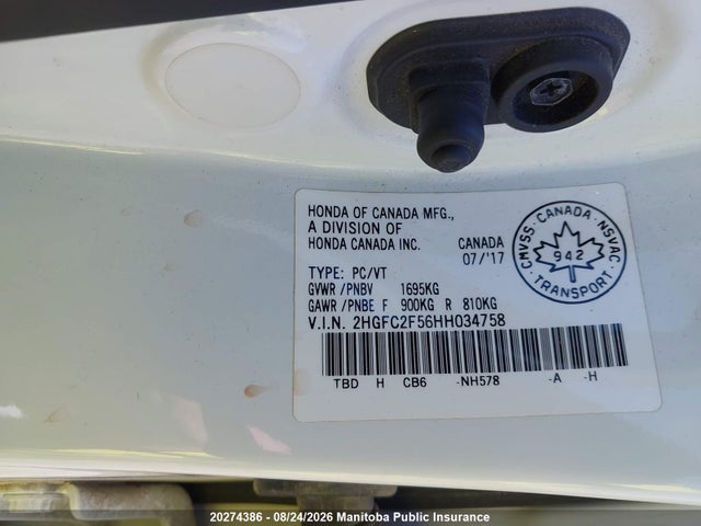 Honda Civic Lx 2017 2HGFC2F56HH034758 Image 9