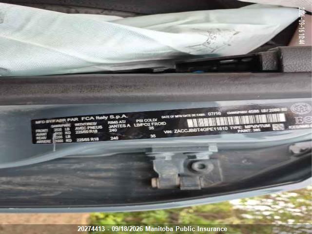 Aukcja sprzedaży 2016 Jeep Renegade North, vin: ZACCJBBT4GPE11810, numer aukcji: 20274413