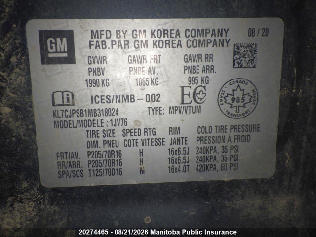 Chevrolet Trax Lt 2021 KL7CJPSB1MB318024 Image 9