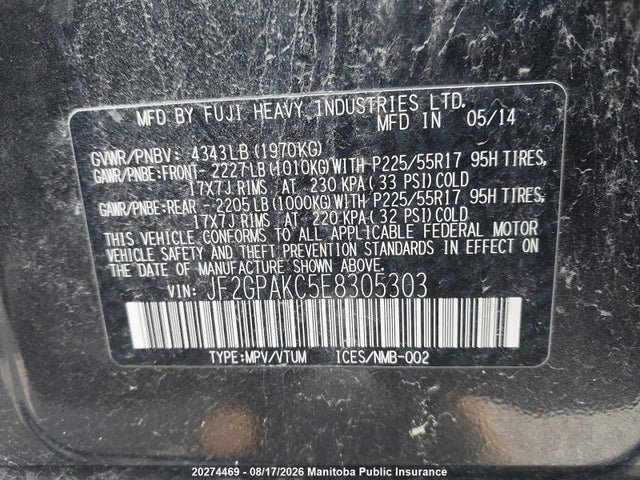 JF2GPAKC5E8305303 Subaru Crosstrek Xv Limited