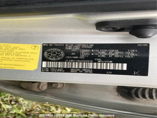 Продажа на аукционе авто 2006 Lexus Rx400h, vin: JTJHW31U860002878, номер лота: 20274474