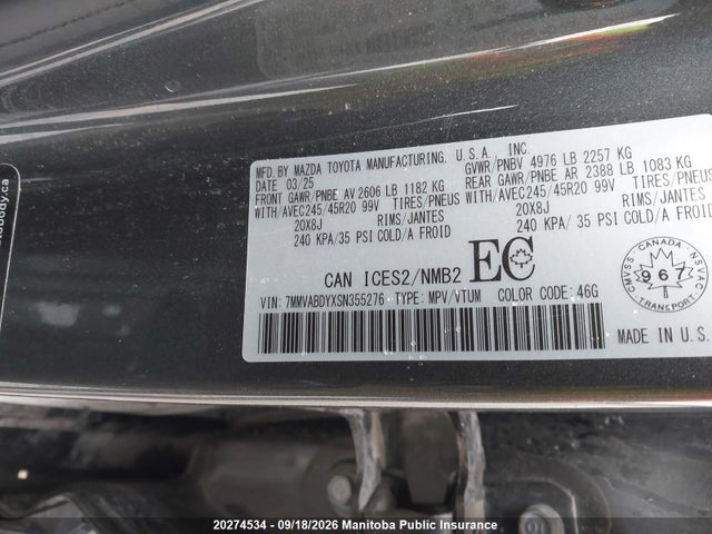 20274534 :رقم المزاد ، 7MMVABDYXSN355276 vin ، 2025 Mazda Cx-50 Gt 2.5t مزاد بيع