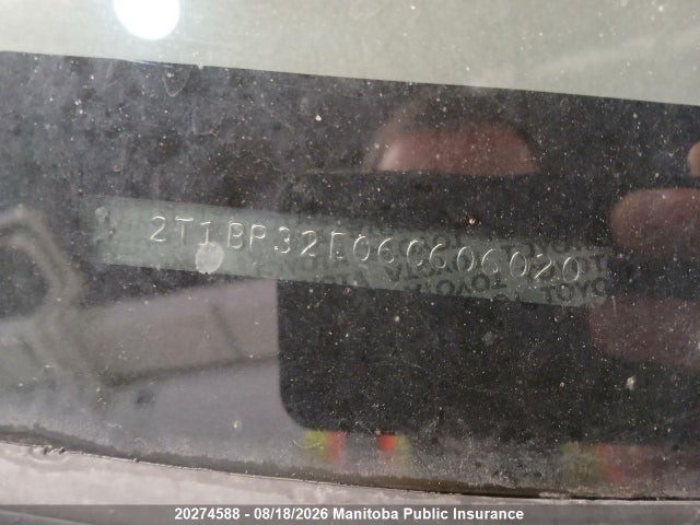 Продаж на аукціоні авто 2006 Toyota Corolla Ce, vin: 2T1BR32E06C606020, номер лоту: 20274588