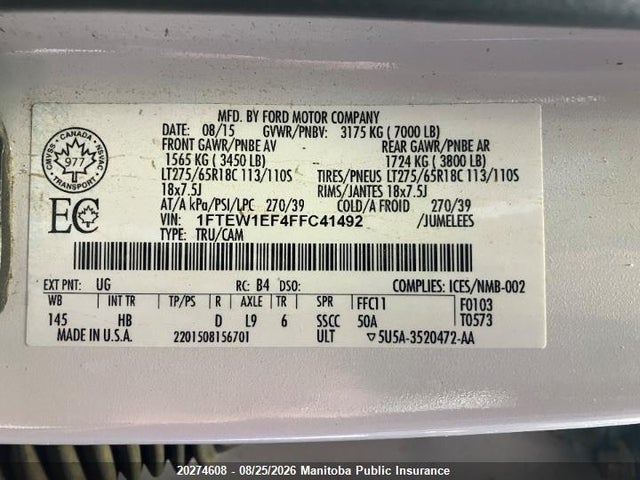 Ford F-Series 2015 1FTEW1EF4FFC41492 Image 10