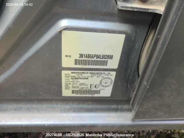 Продаж на аукціоні авто 2010 Nissan Sentra 2.0 S, vin: 3N1AB6AP9AL652698, номер лоту: 20274688