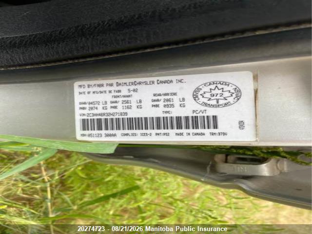 Aukcja sprzedaży 2002 Chrysler Intrepid Se, vin: 2C3HH46R32H271839, numer aukcji: 20274723