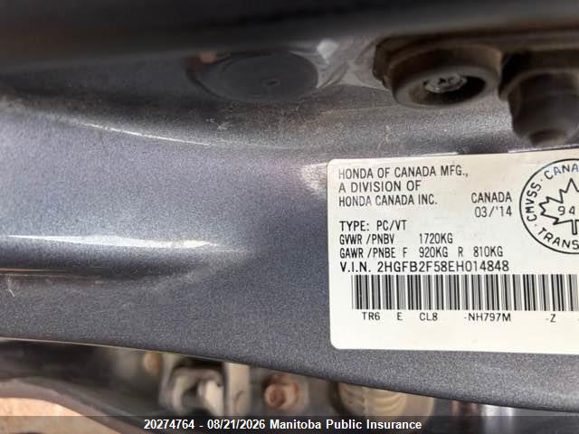 Honda CIVIC EX 2014 2HGFB2F58EH014848 Image 9