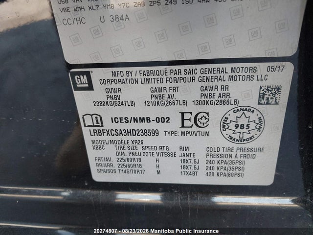 Buick Envision 2017 LRBFXCSA3HD238599 Image 9