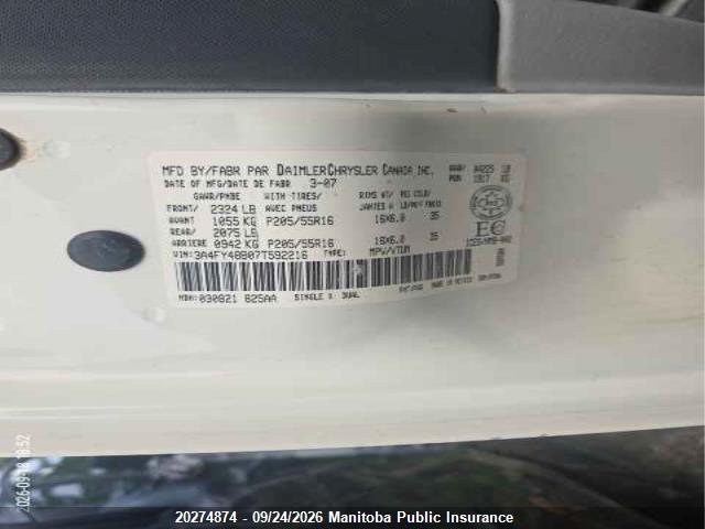 Aukcja sprzedaży 2007 Chrysler Pt Cruiser, vin: 3A4FY48B07T592216, numer aukcji: 20274874