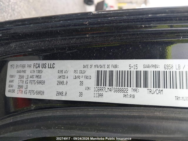 Aukcja sprzedaży 2015 Dodge Ram 1500 Slt Crew Cab, vin: 1C6RR7LM4FS688822, numer aukcji: 20274917