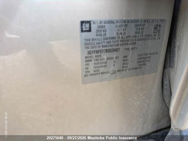 Aukcja sprzedaży 2011 Cadillac Srx V6, vin: 3GYFNFEY7BS629421, numer aukcji: 20275040