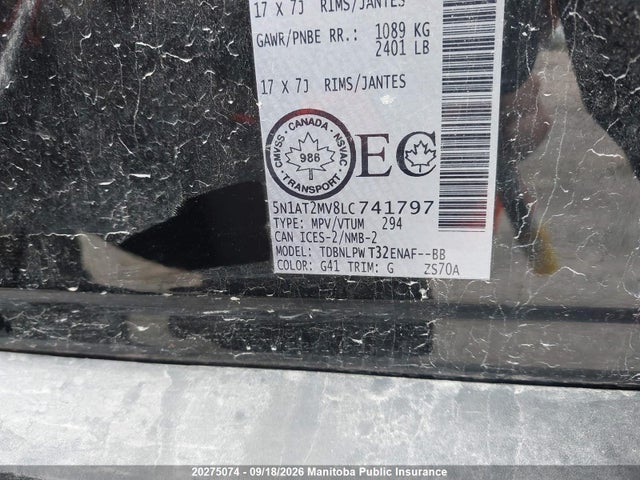 2020 Nissan Rogue S Special Edition მანქანა იყიდება აუქციონზე, vin: 5N1AT2MV8LC741797, აუქციონის ნომერი: 20275074