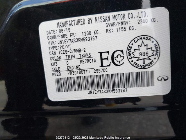 JN1EV7AR3KM593767 Infiniti Q50 Signature 3.0t