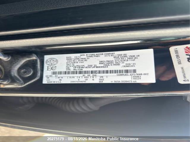 Aukcja sprzedaży 2018 Ford F150 Xlt Supercrew, vin: 1FTEW1E57JFB89923, numer aukcji: 20275179