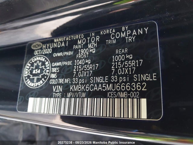 KM8K6CAA5MU666362 Hyundai Kona Luxury