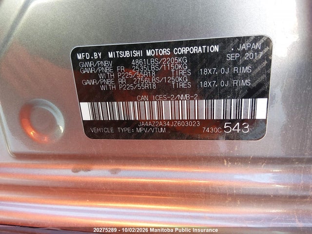 Mitsubishi Outlander Es 2018 JA4AZ2A34JZ603023 Image 8