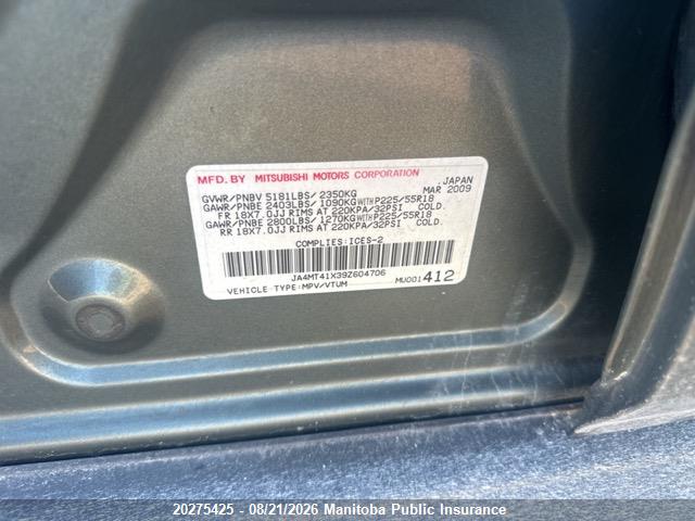 Продажа на аукционе авто 2009 Mitsubishi Outlander Xls, vin: JA4MT41X39Z604706, номер лота: 20275425