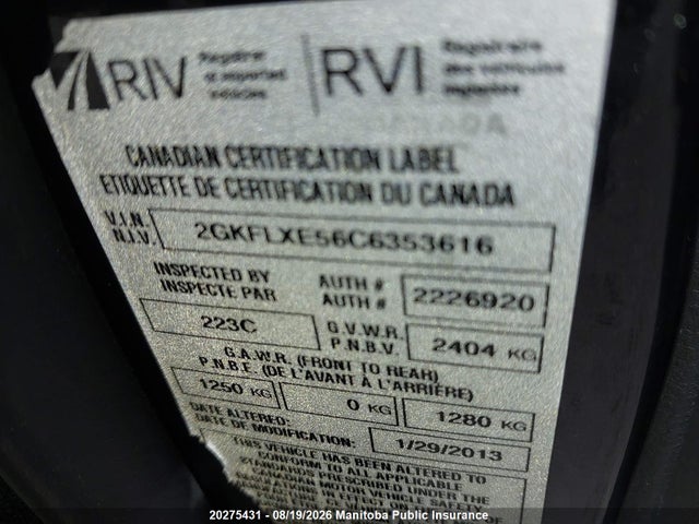 20275431 :رقم المزاد ، 2GKFLXE56C6353616 vin ، 2012 Gmc Terrain Slt V6 مزاد بيع