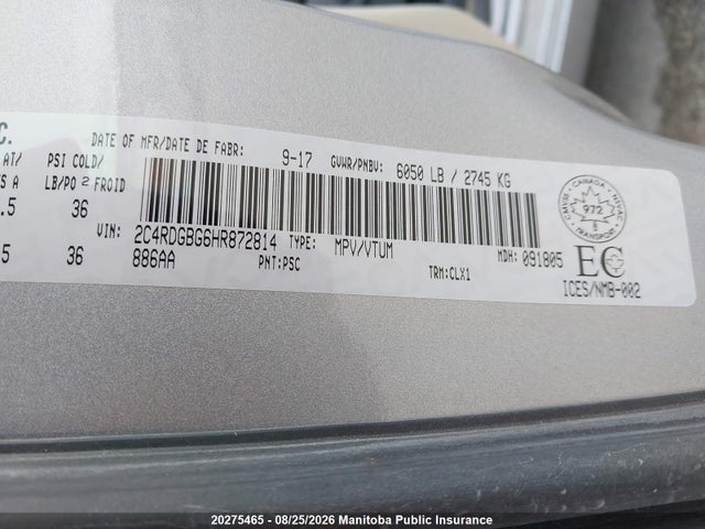 Dodge Grand Caravan Sxt 2017 2C4RDGBG6HR872814 Image 9