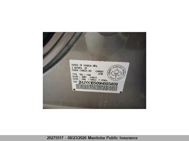 20275517 :رقم المزاد ، 2HJYK16509H003409 vin ، 2009 Honda Ridgeline Ex-l مزاد بيع