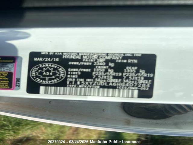 5XYZUDLA6HG407284 Hyundai Santa Fe Sport 2.0t
