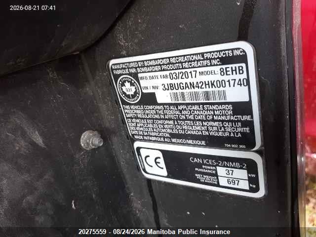 Can-Am Defender Dps Hd8 Efi 4x4 2017 3JBUGAN42HK001740 Image 9