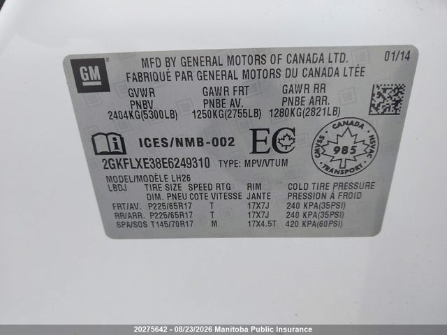 GMC Terrain Sle V6 2014 2GKFLXE38E6249310 Image 9
