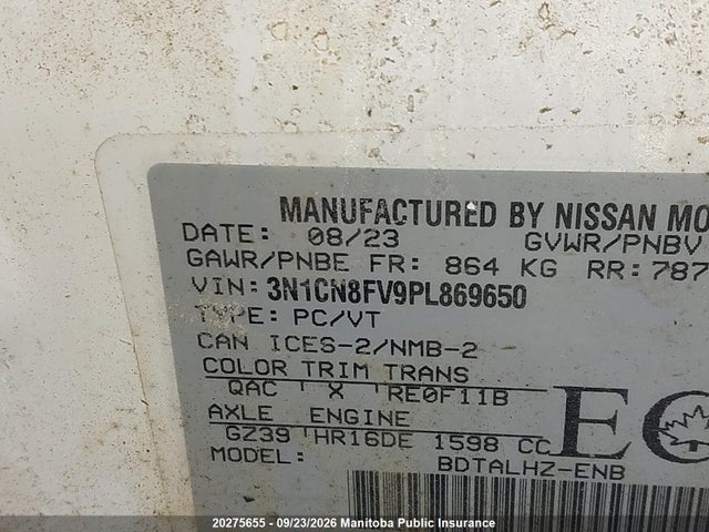 Nissan Versa 1.6 Sr 2023 3N1CN8FV9PL869650 Image 9