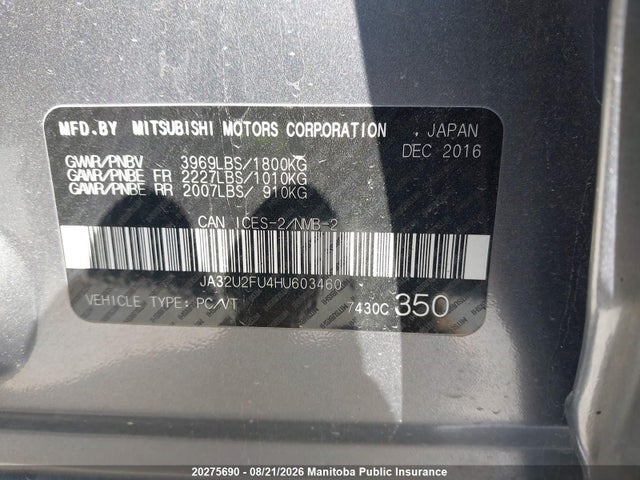 Mitsubishi Lancer Se 2017 JA32U2FU4HU603460 Image 9