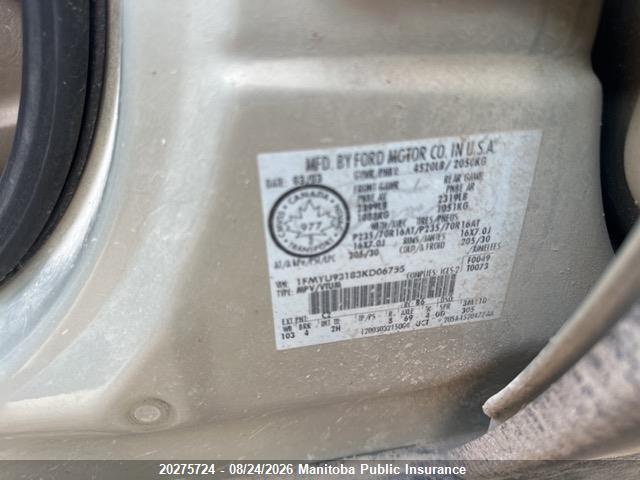 20275724 :رقم المزاد ، 1FMYU93183KD06755 vin ، 2003 Ford Escape Xlt V6 مزاد بيع