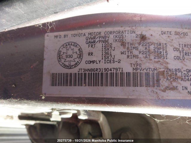 Продажа на аукционе авто 2001 Toyota 4runner Sr5 V6, vin: JT3HN86R319047971, номер лота: 20275739