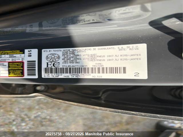 Aukcja sprzedaży 2026 Toyota Tacoma Double Cab, vin: 3TYLB5JNXTT118495, numer aukcji: 20275758