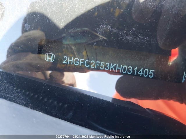 Honda Civic Lx 2019 2HGFC2F53KH031405 Image 9