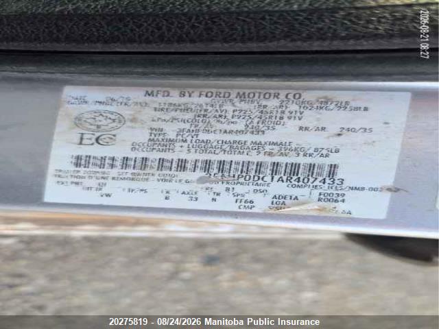 2010 Ford Fusion Sport V6 მანქანა იყიდება აუქციონზე, vin: 3FAHP0DC1AR407433, აუქციონის ნომერი: 20275819