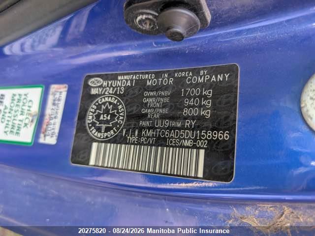 Продаж на аукціоні авто 2013 Hyundai Veloster, vin: KMHTC6AD5DU158966, номер лоту: 20275820