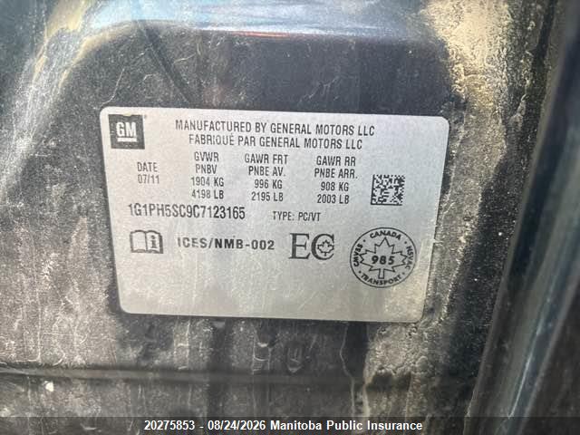 Aukcja sprzedaży 2012 Chevrolet Cruze Ltz Turbo, vin: 1G1PH5SC9C7123165, numer aukcji: 20275853