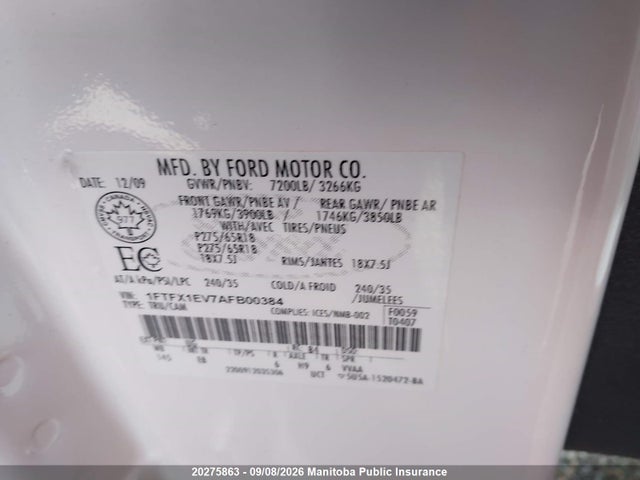 Продажа на аукционе авто 2010 Ford F150 Xlt Supercab, vin: 1FTFX1EV7AFB00384, номер лота: 20275863