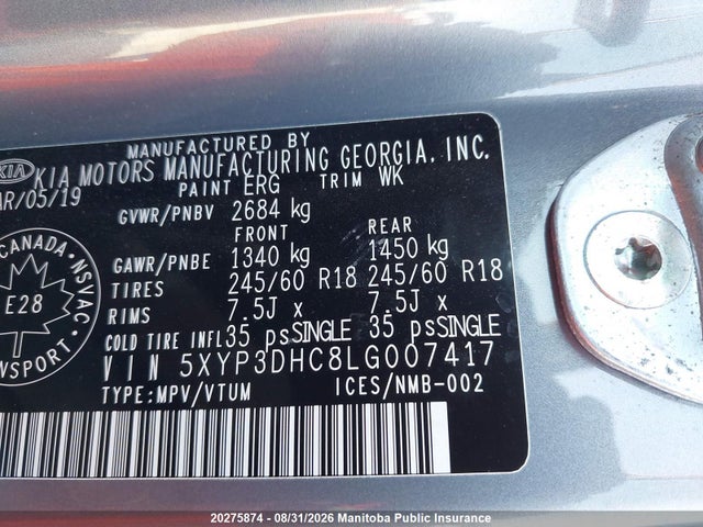 KIA Telluride Ex 2020 5XYP3DHC8LG007417 Image 8